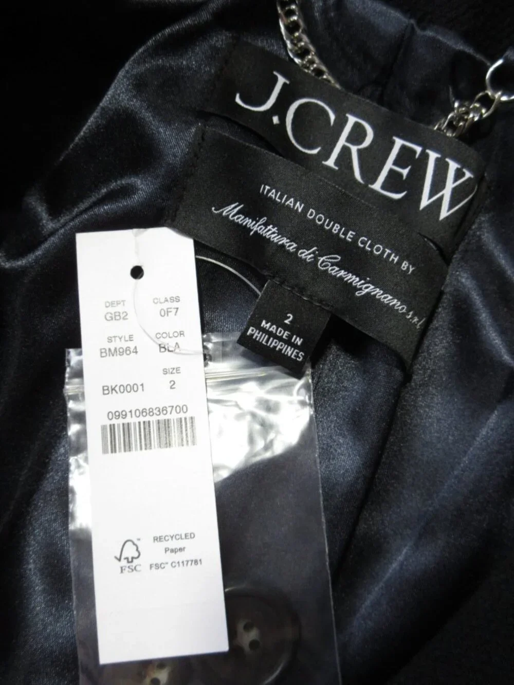 NWT J.Crew New Lady Day TopCoat in Black Italian Doublecloth Wool 2